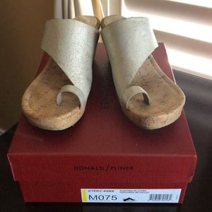 Sandal the color is platino textured metallic